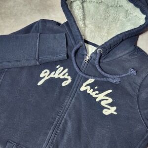 Gilly Hicks Kids Navy Blue Sherpa Lined Full Zip Hoodie Logo Sweatshirt Large